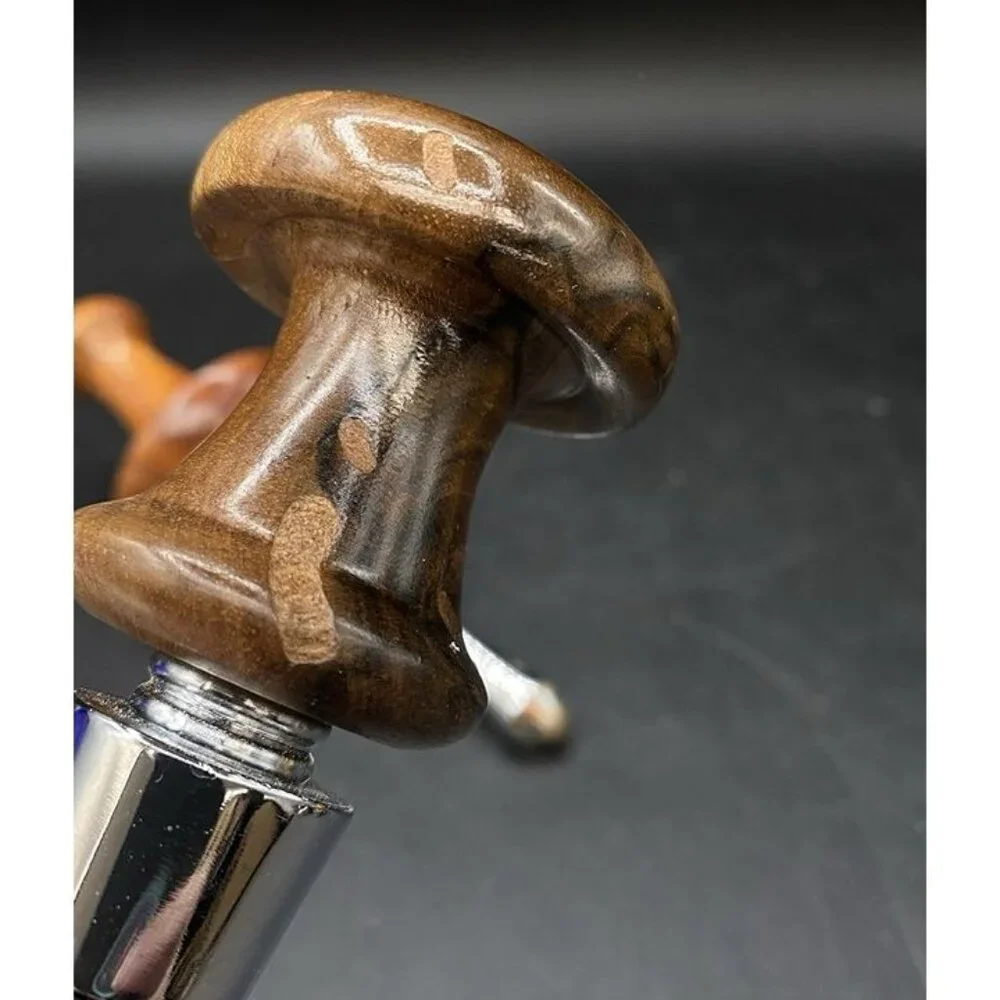 LOT 2 Wine Bottle Stopper Wood Walnut MCM READ